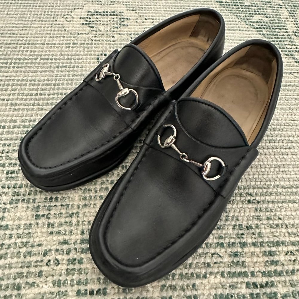 Gucci Horsebit Black Leather Horsebit Loafers